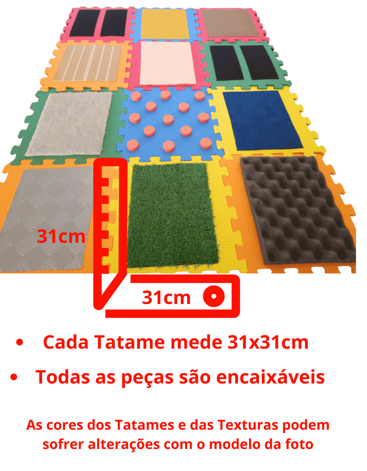 TAPETE SENSORIAL COM TEXTURAS DIFERENTES